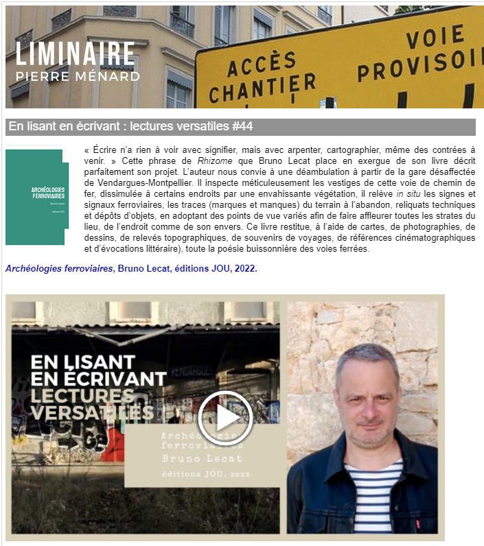 Pierre Ménard lit « des profondeurs » et « autre revenance » des Archéologies ferroviaires